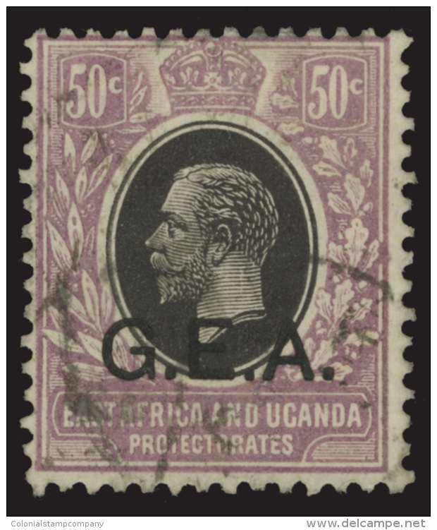 O        3 (65) 1921 50&cent; Black And Dull Purple K George V^ Of Kenya, Uganda And Tanganyika Overprinted... - Tanganyika (...-1932)