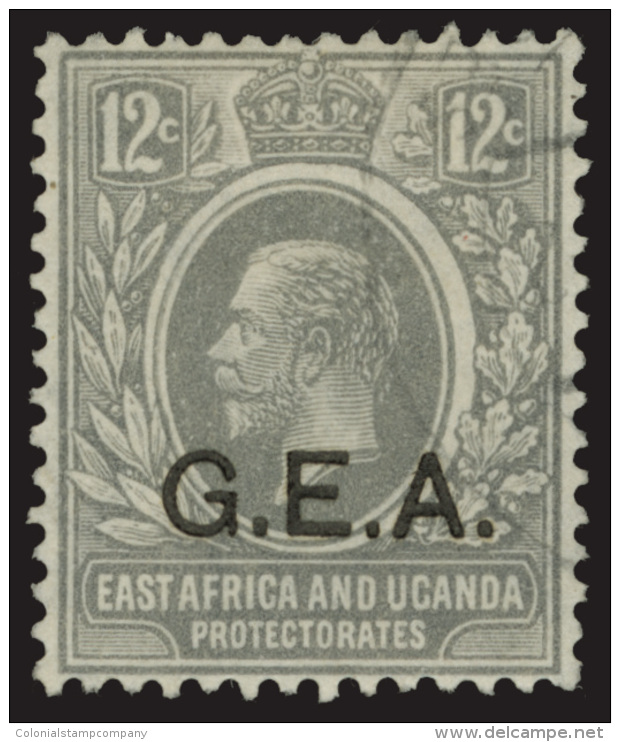 O        1 (63) 1921 12&cent; Slate-grey K George V^ Of Kenya, Uganda And Tanganyika Overprinted "G.E.A." SG T Ype... - Tanganyika (...-1932)