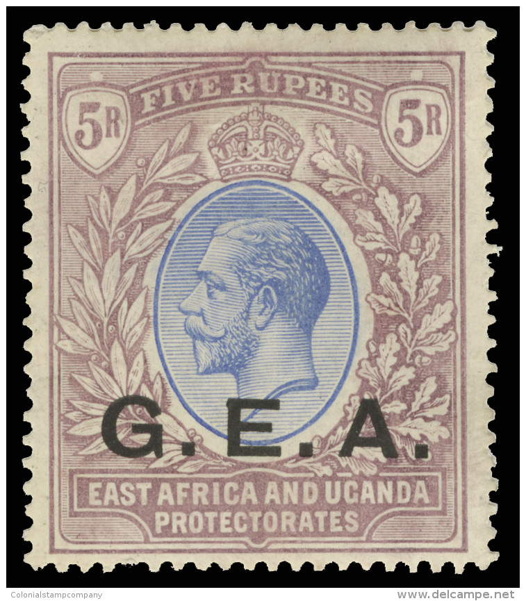 *        1-7 (63-68) 1921 12&cent;-5R K George V Of Kenya, Uganda, And Tanganyika^, Overprinted "G.E.A." In Black,... - Tanganyika (...-1932)