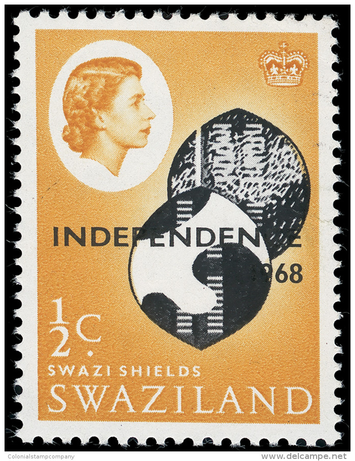 **       143 Var (142a) 1968 &frac12;c Black And Yellow-brown Q Elizabeth II "Independence 1968" Overprint^, ERROR... - Swaziland (...-1967)