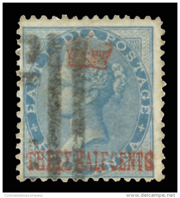 O        1 (1) 1867 1&frac12;&cent; On &frac12;a Blue Q Victoria Stamp Of India^ Surcharged SG Type 1 In Red, Wmkd... - Straits Settlements