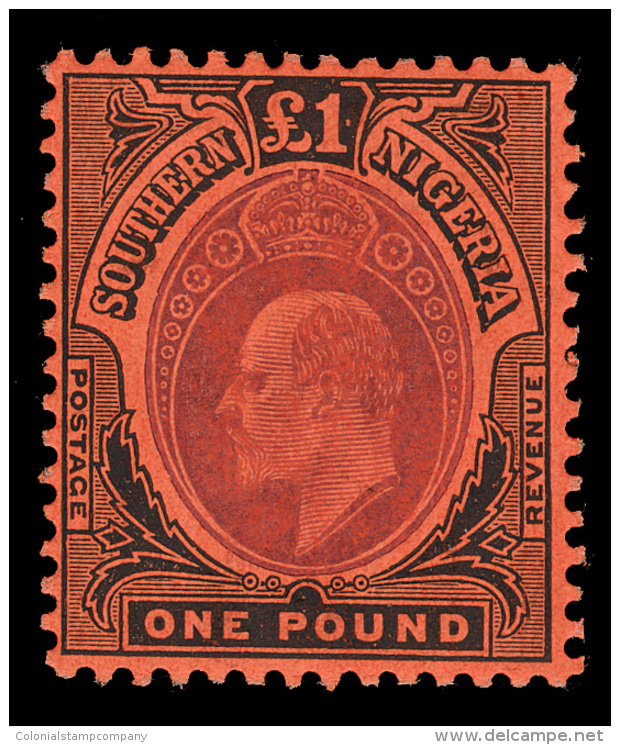 *        43 (44) 1907 &pound;1 Black And Violet On Red K Edward VII^, Wmkd MCA, Perf 14, Rich Color, OG,VLH, VF... - Nigeria (...-1960)