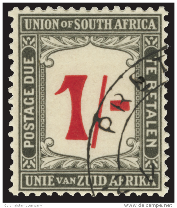 O        J7 (D7) 1915 1' Red And Black Postage Due^, De La Rue Printing, Wmkd Springbok's Head. Perf 14, Very Rare... - Oblitérés