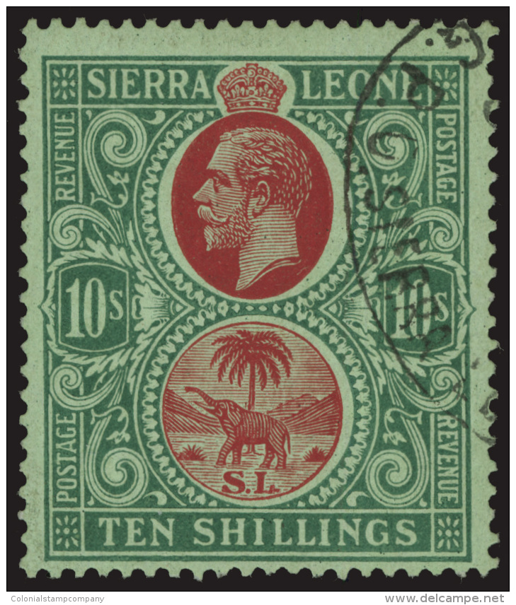 O        137 (146) 1927 10' Red And Green On Green K George V And Elephant^ On Chalk-surfaced Paper, Die II, Wmkd... - Sierra Leone (...-1960)