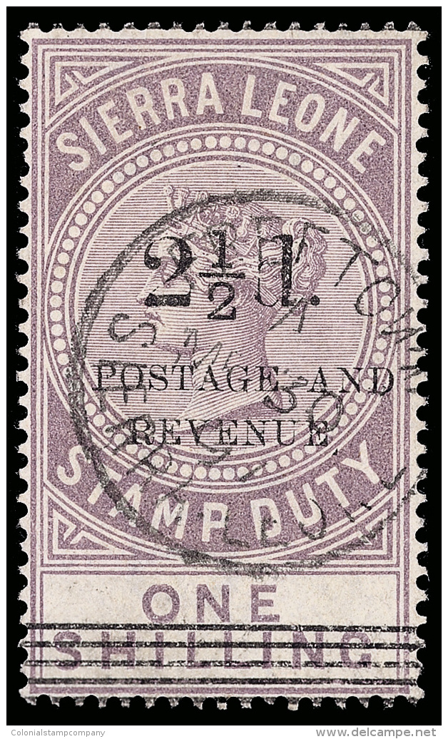 O        57 (65) 1897 2&frac12;d On 1' Dull Lilac Q Victoria^ Stamp Duty, Sc Type B (SG Type 10), Quite... - Sierra Leone (...-1960)