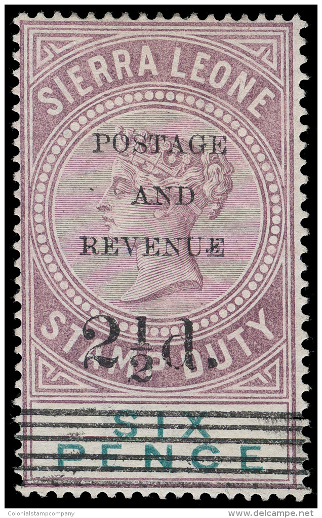 *        55 (62) 1897 2&frac12;d On 6d Dull Purple And Green Q Victoria^ Stamp Duty Overprint, Surcharged SG Type... - Sierra Leone (...-1960)
