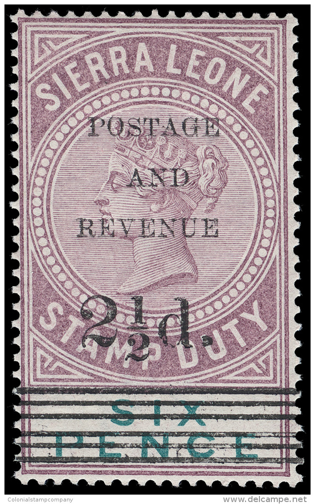 *        52-55 (59-62) 1897 2&frac12;d On 6d Dull Purple And Green Q Victoria^ Stamp Duty Surcharged SG Types 8,... - Sierra Leone (...-1960)