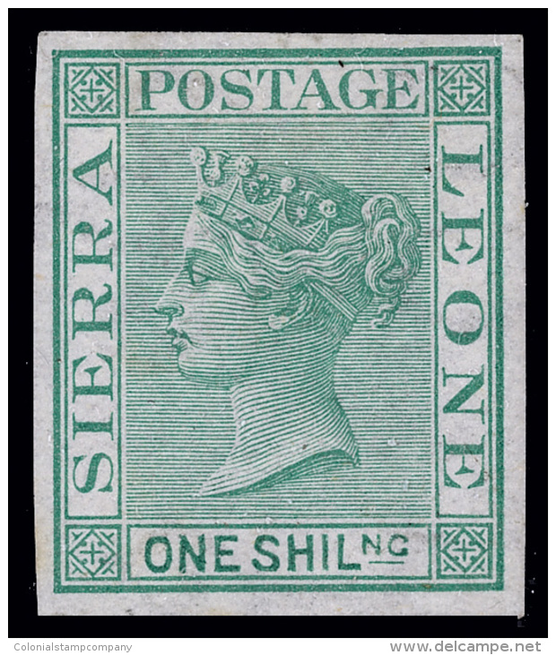 P        10 (10) 1872 1' Green Q Victoria^, Wmkd CC Sideways, Imperf Proof In The Issued Color, Fresh, Rich Color,... - Sierra Leona (...-1960)