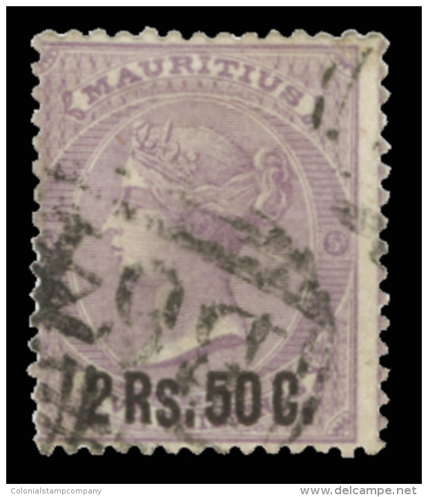 O        A38 (Z45) 1878 2R50 On 5' Bright Mauve Q Victoria^ Of Mauritius, SG Type 17 Surcharge, Used In The... - Mauricio (...-1967)