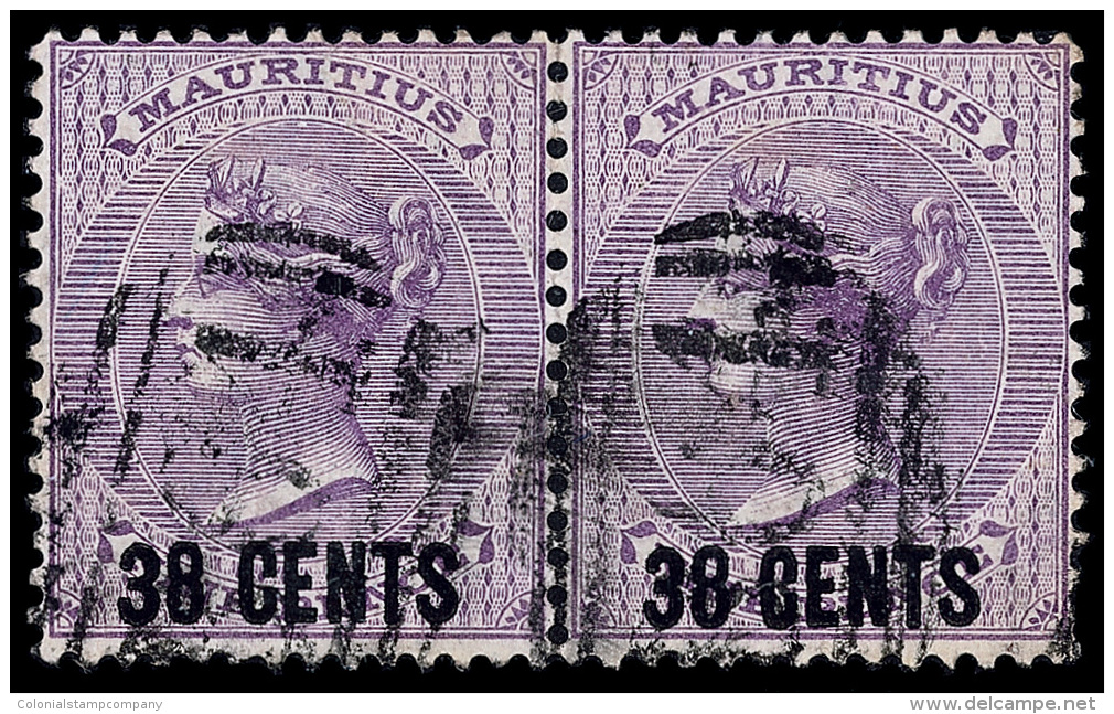 O        A36 (Z43) 1878 38&cent; On 9d Pale Violet Q Victoria Of Mauritius^ Surcharged, Wmkd CC, Used In The... - Maurice (...-1967)