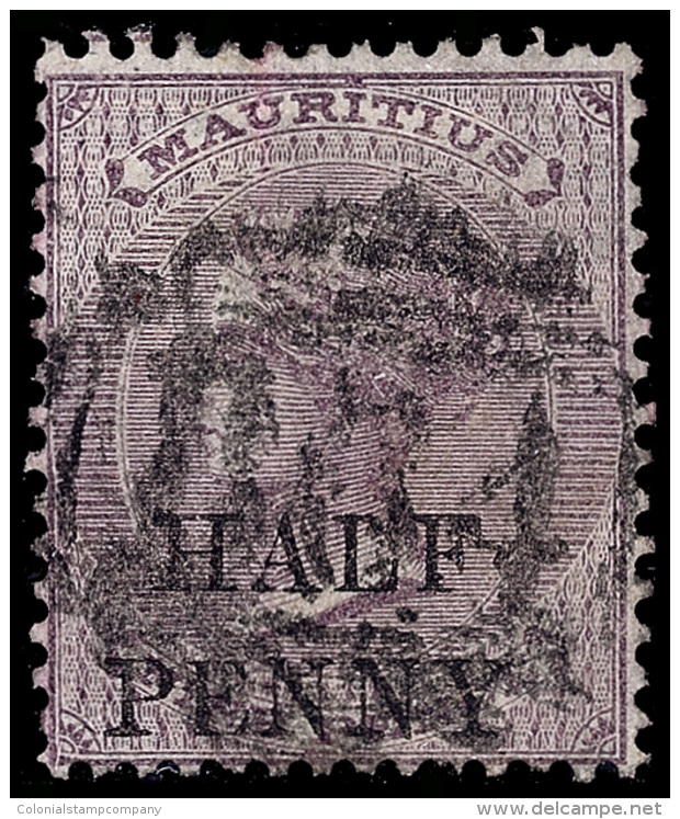 O        A25 (Z31) 1876 &frac12;d On 9d Dull Purple Q Victoria Of Mauritius^ Surcharged, Used In The Seychelles... - Mauritius (...-1967)