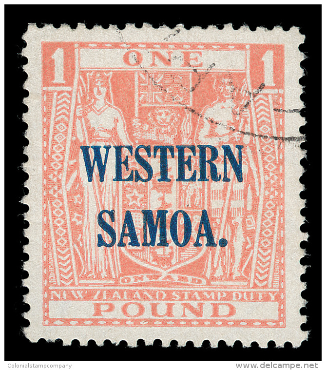 O        198 (210) 1948 &pound;1 Pink Coat Of Arms Postal Fiscal Of New Zealand^ Overprinted "WESTERN SAMOA." SG... - Samoa