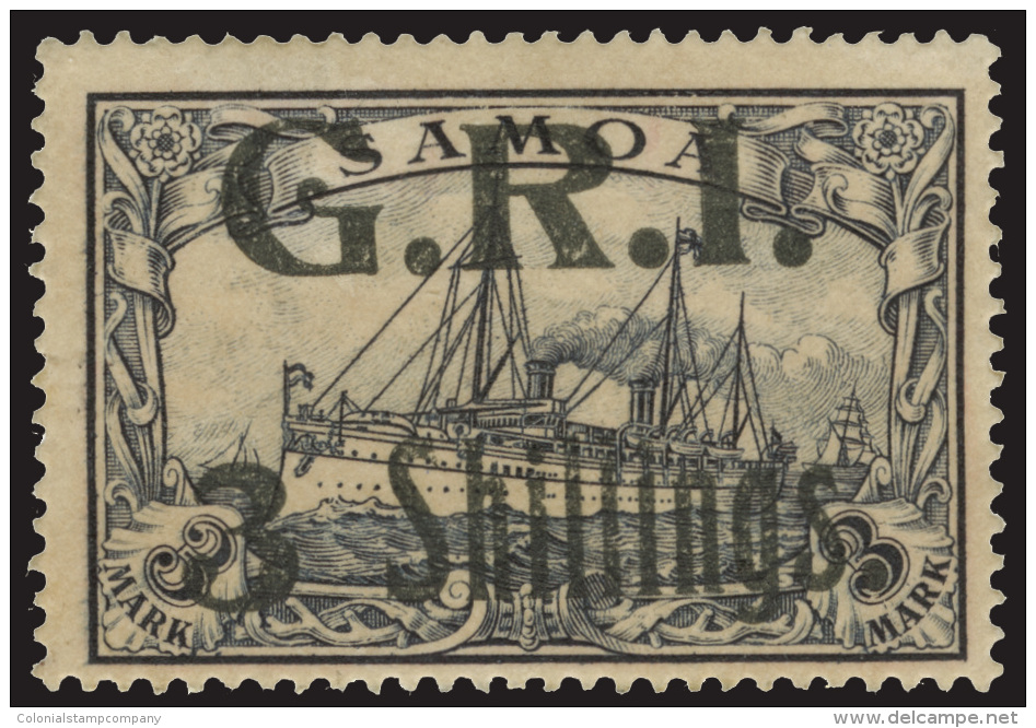 *        112 (113) 1914 3' On 3M Violet-black Kaiser's Yacht^ Overprinted "G.R.I." And Surcharged, Only 458... - Samoa
