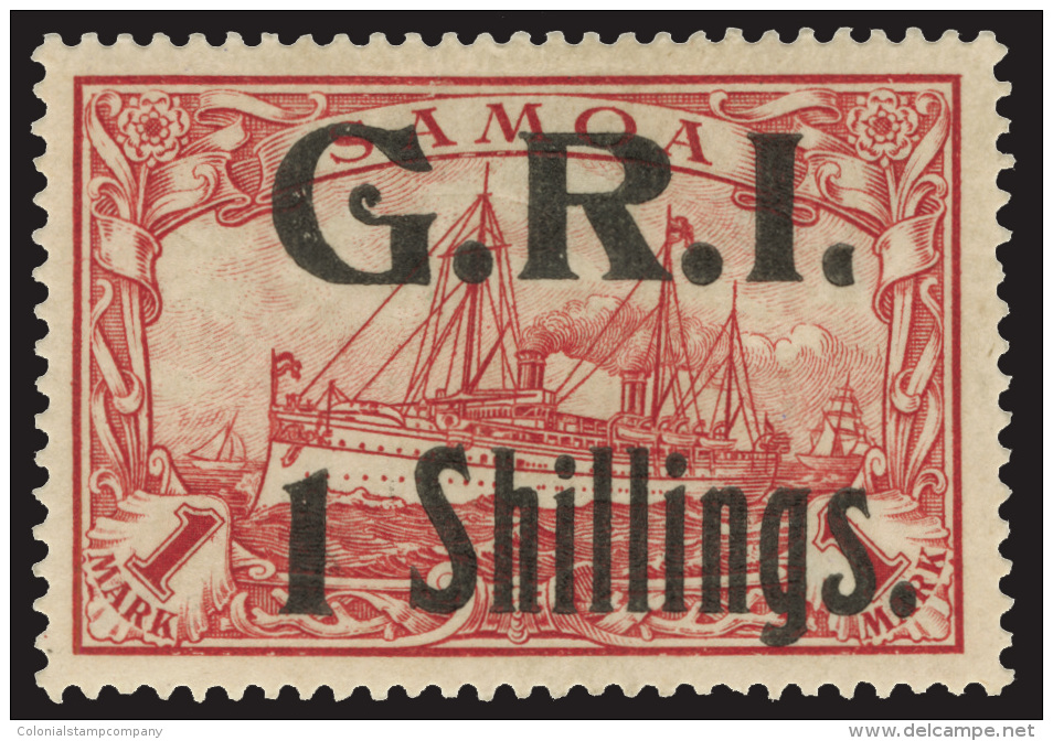 *        110 (110) 1914 1' On 1M Carmine Kaiser's Yacht^ Overprinted "G.R.I." And Surcharged SG Type 14, Unwmkd,... - Samoa (Staat)