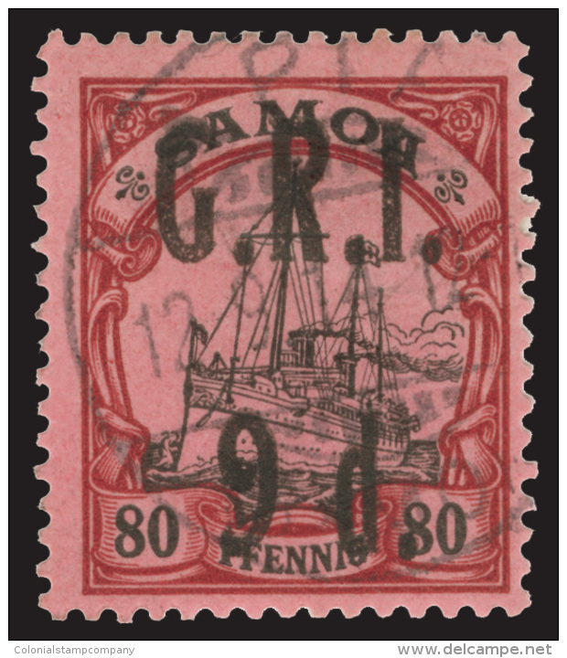 O / /\   101-09 (101-09) 1914 &frac12;d On 3pf-9d On 80pf Kaiser's Yacht^ Surcharged SG Type 13 And Overprinted... - Samoa