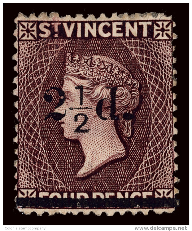 *        57 (54) 1890 2&frac12;d On 4d Chocolate Q Victoria^, Only 1500 Were Surcharged, Undercatalogued, With A... - St.Vincent (...-1979)