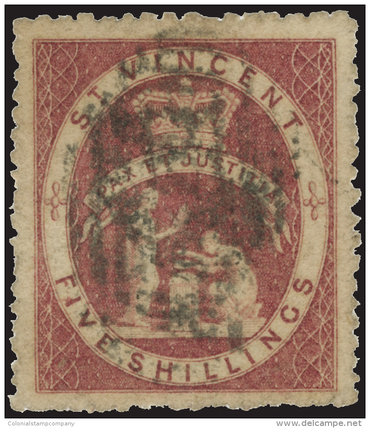 O        29 (32) 1880 5' Rose-red Seal Of The Colony^, Wmkd Small Star, Perf 11 To 12&frac12;, Only 2,000 Printed... - St.Vincent (...-1979)