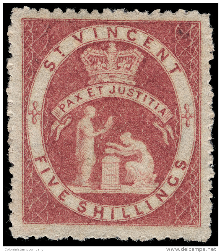 *        29 (32) 1880 5' Rose-red Seal Of The Colony^, Wmkd Small Star, Perf 11 To 12&frac12;, Quite Scarce As Only... - St.Vincent (...-1979)
