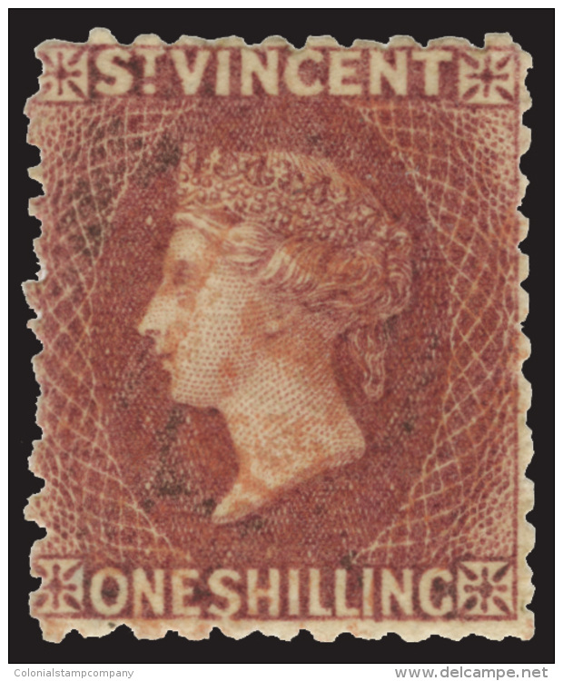 O        18 (21) 1875 1' Claret Q Victoria^, Wmkd Small Star (sideways), Perf 11 To 12&frac12;, An Exceptional,... - St.Vincent (...-1979)