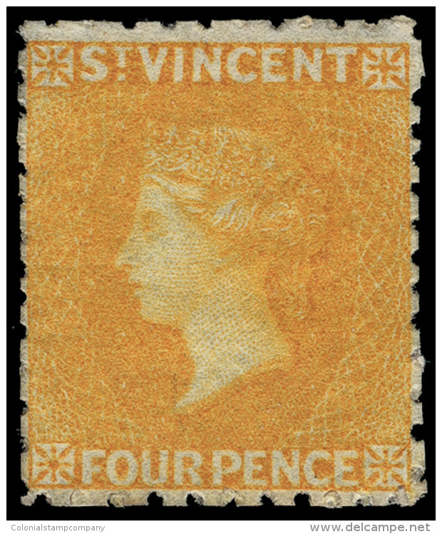 *        7 (12) 1869 4d Yellow Q Victoria^, Unwmkd, Perf 11 To 12&frac12;, OG, HR, VF Scott Retail $400&hellip;SG... - St.Vincent (...-1979)