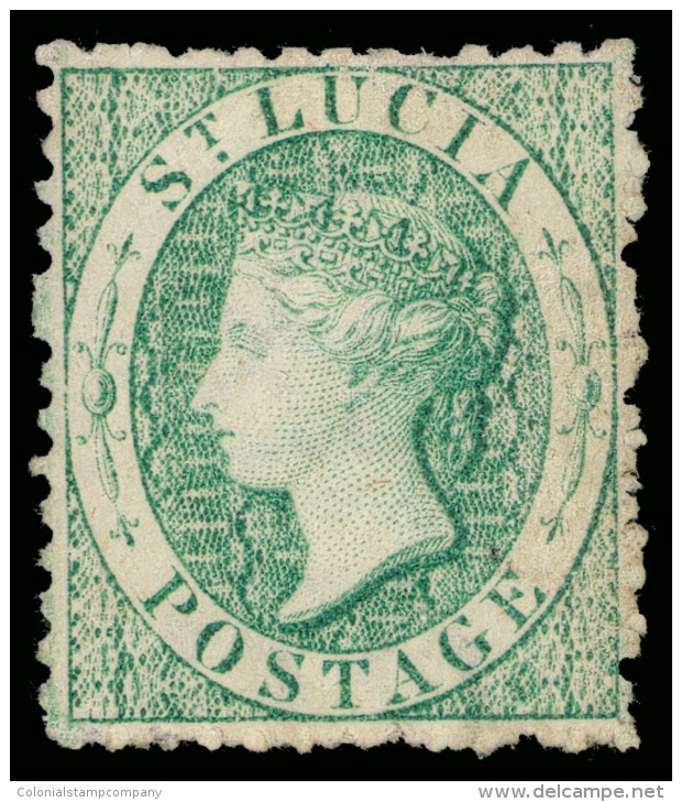 *        6 (8) 1863 (6d) Emerald-green Q Victoria^, Wmkd CC, Perf 12&frac12;, A Phenomenal, Perfectly Centered... - St.Lucie (1979-...)
