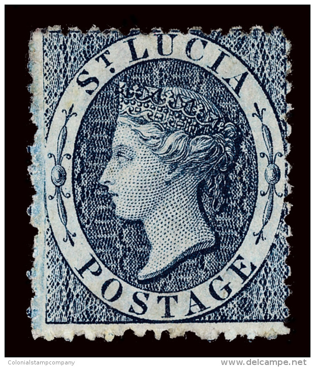 *        5 (7) 1863 (4d) Indigo Q Victoria^, Wmkd CC, Perf 12&frac12;, OG,LH, Fine Scott Retail $140&hellip;SG $180 - St.Lucie (1979-...)