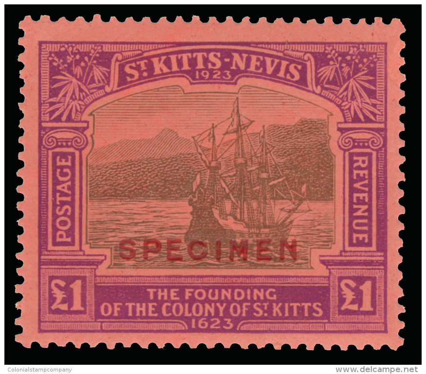 S        52-64 Var Listed (48s-60s) 1923 &frac12;d-&pound;1 Tercentenary^, Wmkd Script CA, Overprinted "SPECIMEN",... - St.Kitts-et-Nevis ( 1983-...)