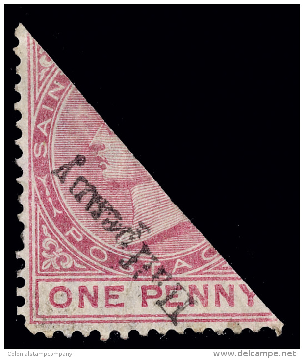 *        17b (23b) 1885 &frac12;d On Half Of 1d Carmine-rose Q Victoria^, ERROR - Surcharge Inverted, Fresh,... - St.Christopher-Nevis-Anguilla (...-1980)