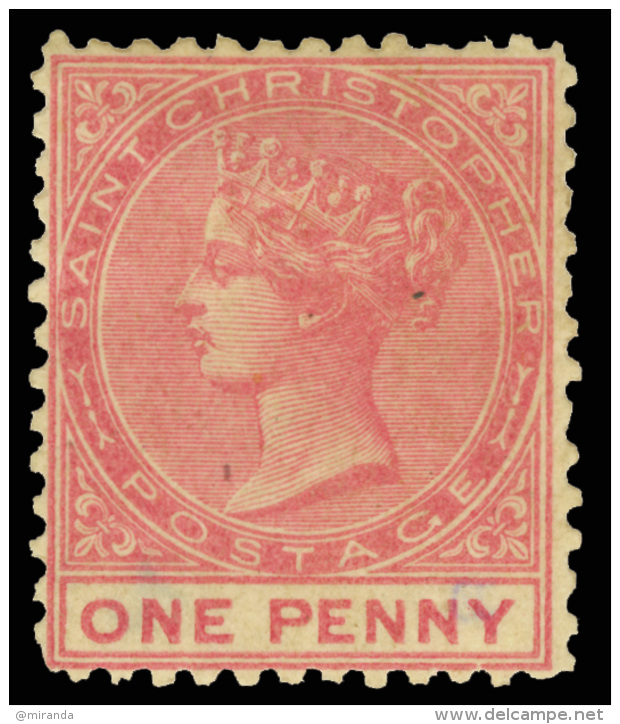 *        1 Var (1w) 1870 1d Dull Rose Q Victoria^, VARIETY - Wmk CC Inverted, Perf 12&frac12;, Unpriced Mint, Well... - St.Christopher-Nevis-Anguilla (...-1980)