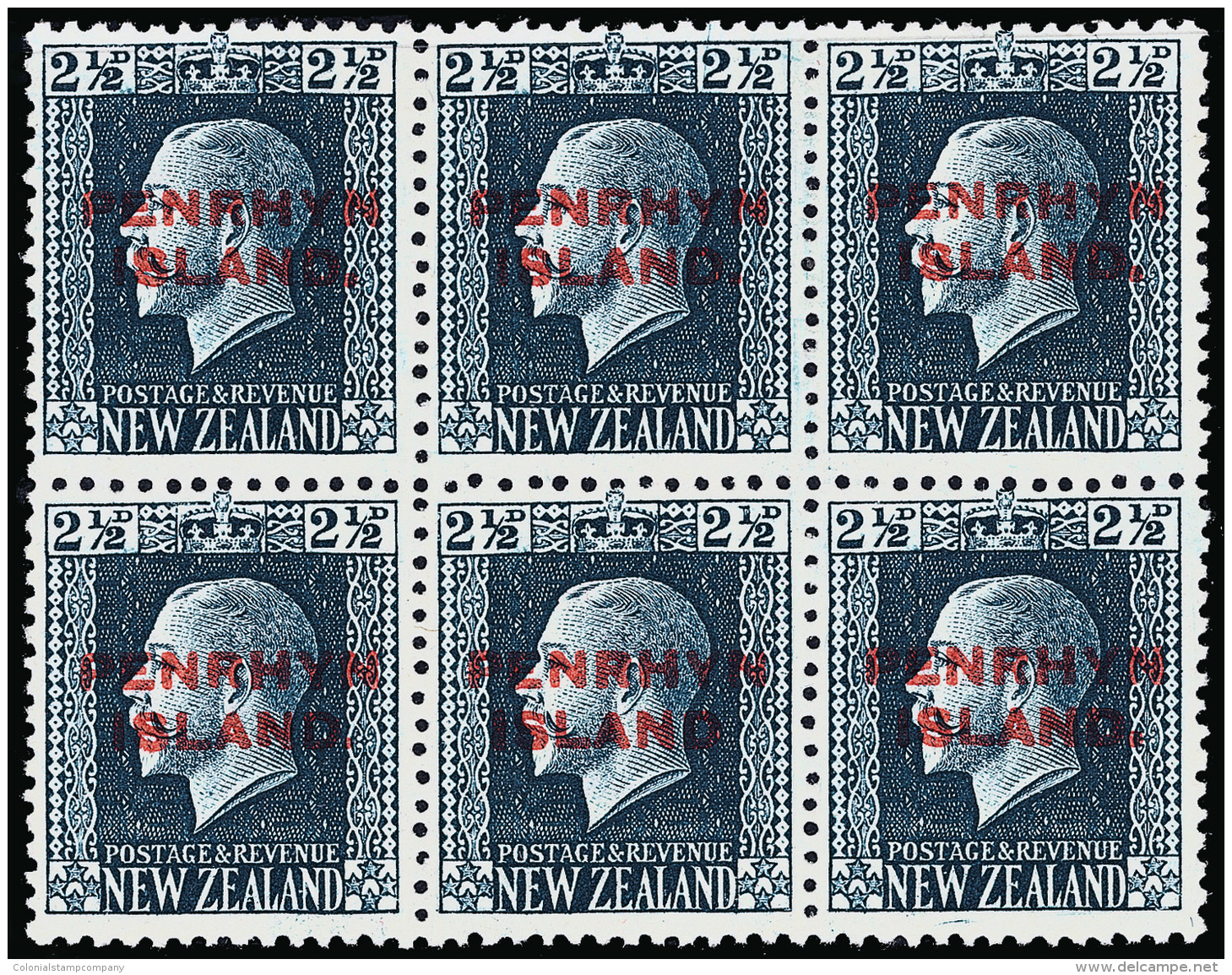 **/*/[+] 21 Var, 21 (24ab, 24a) 1920 2&frac12;d Blue K George V^ Recess Printing, Overprinted "PENRHYN ISLANDS" In... - Penrhyn