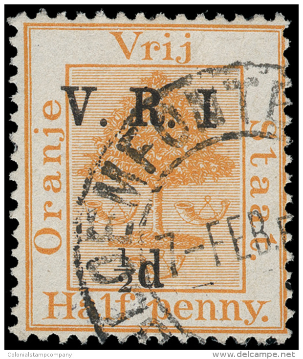 O        44b (101b) 1900 &frac12;d On &frac12;d Orange Orange Tree^, "V.R.I." Surcharge With Level Stops, ERROR -... - Orange Free State (1868-1909)