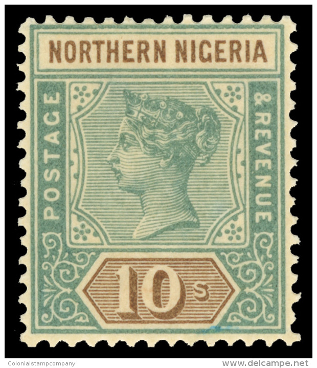 *        9 (9) 1900 10' Green And Brown Q Victoria^, Wmkd CA, Perf 14, OG, VLH, F-VF Scott Retail $325&hellip;SG... - Nigeria (...-1960)