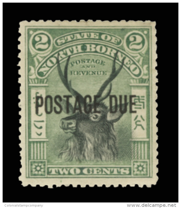*        J11a (D13e) 1897-99 2&cent; Black And Green Sambar Stag^ Postage Due With SG Type D1 Overprint, VARIETY -... - Bornéo Du Nord (...-1963)