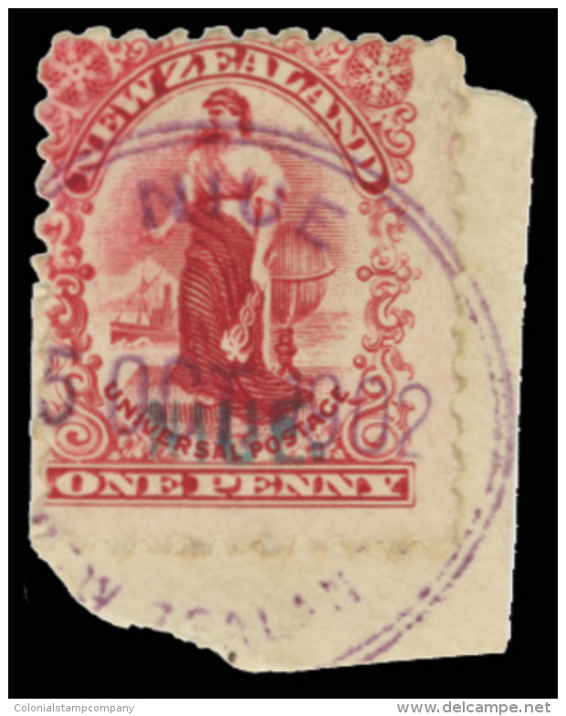 /\       1 (1) 1902 1d Carmine Commerce^ Of New Zealand Handstamped "NIUE" In Green, Pirie Paper, Wmkd Double-lined... - Niue