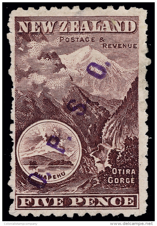 *        O13 (O20) 1898-1903 5d Purple-brown Otira Gorge^, Violet "O.P.S.O." Handstamp, Unwmkd, Perf 11, A Nice... - Service