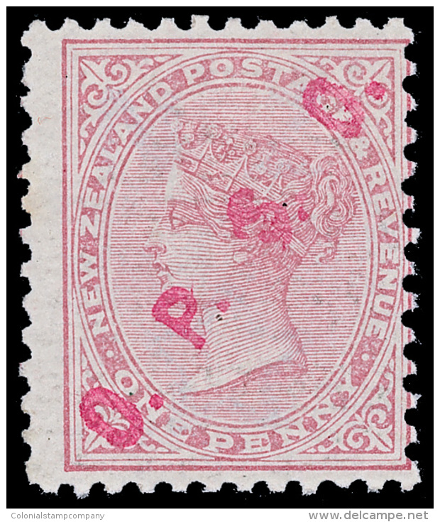 **       O1 (O7) 1891-1906 1d Rose Q Victoria^, Wmkd NZ And Star, Rose "O.P.S.O." Handstamp, Perf 11, Very Rare And... - Service
