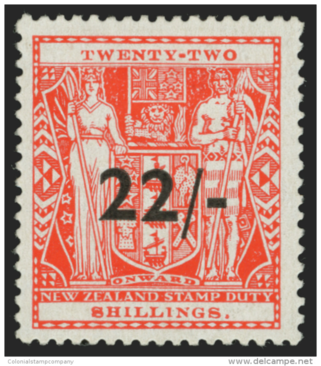 *        AR98 (F216) 1945 22/- On 22' Scarlet Coat Of Arms^ Postal Fiscal Overprinted SG Type 7 On Wiggins, Teape... - Fiscaux-postaux