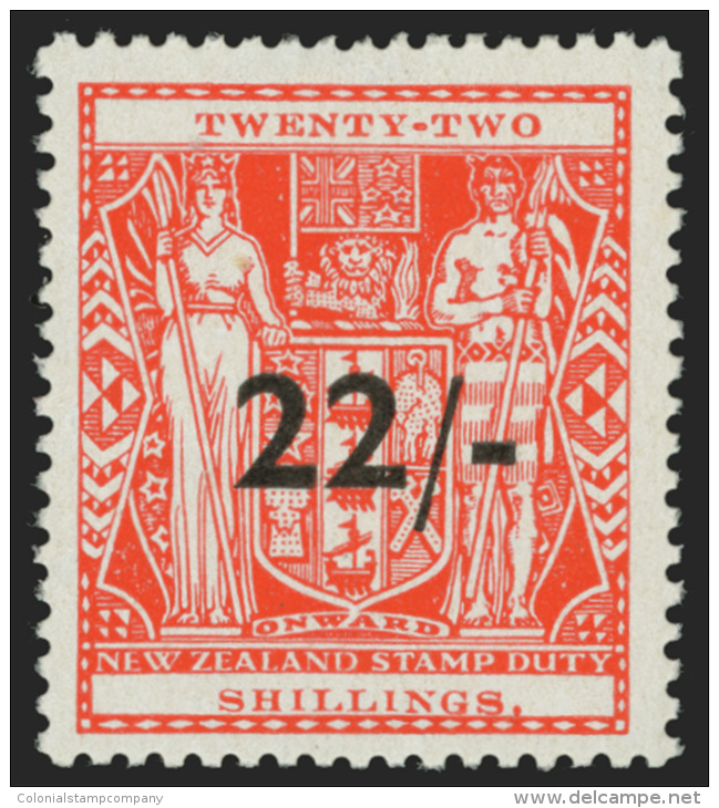 **       AR98 (F216) 1945 22/- On 22' Scarlet Coat Of Arms^ Postal Fiscal Overprinted SG Type 7 On Wiggins, Teape... - Fiscaux-postaux