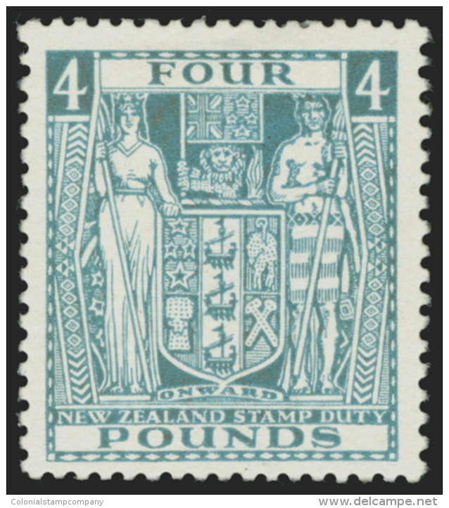 *        AR67 (F166) 1935 &pound;4 Light Blue Coat Of Arms^ Postal Fiscal On Thick, Opaque, Chalk-surfaced "Cowan"... - Fiscaux-postaux
