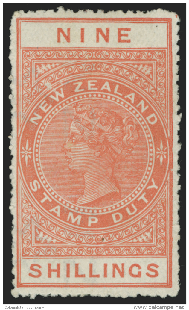 *        AR41 Var (F86) 1906 9' Orange Q Victoria^ Postal Fiscal On Unsurfaced "Cowan" Paper, Wmkd Single-lined NZ... - Fiscaux-postaux