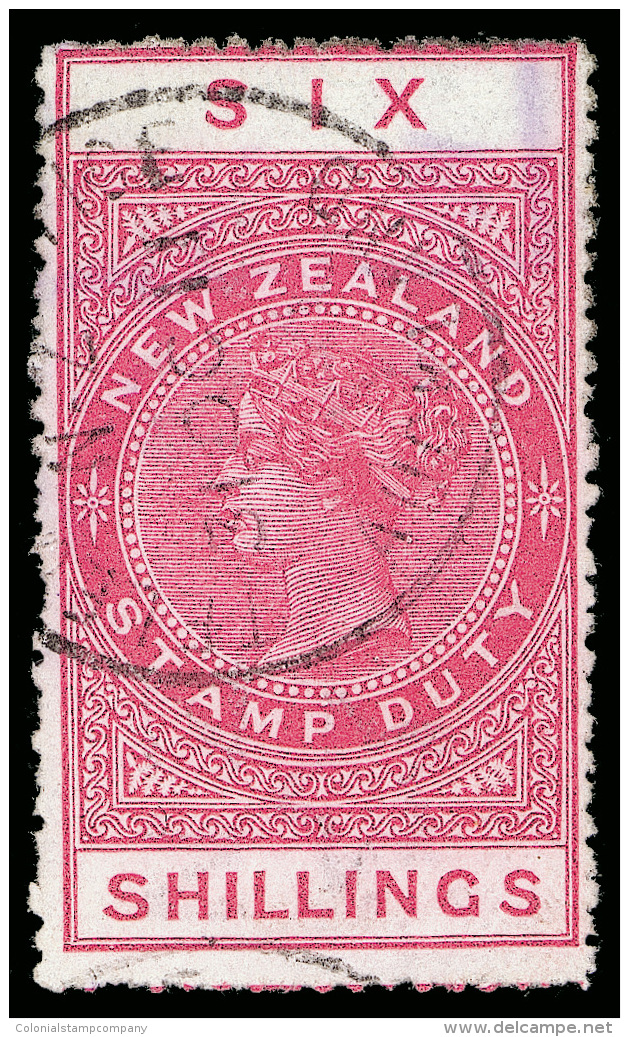 O        AR37 (F82) 1906 6' Rose Q Victoria Postal Fiscal^, Perf 14, ERROR -  Wmkd NZ Inverted, Lightly Canceled,... - Steuermarken/Dienstmarken