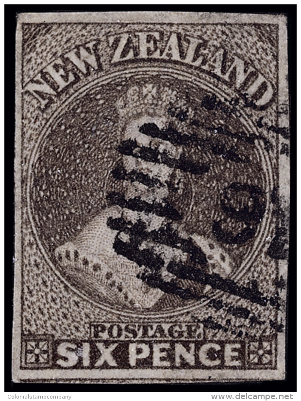 O        14d (41) 1862 6d Black-brown Q Victoria^, Wmkd Large Star, Imperf, Four Large Even Margins, Grid Cancel,... - Oblitérés