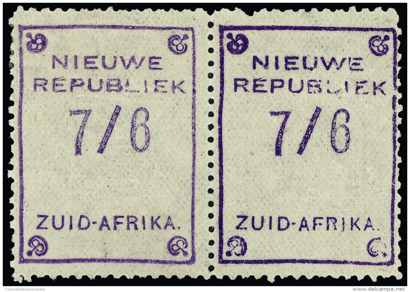 *        54b (91a) 1886 7/6 Violet On Yellow With Embossed Arms^, Horizontal Pair With Tête-bêche Arms,... - Nouvelle République (1886-1887)