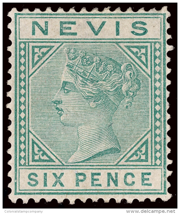 *        28 (32) 1883 6d Green Q Victoria^, Wmkd CA, Only 1020 Ptd (a Considerable Portion Of Which Were... - St.Christopher-Nevis-Anguilla (...-1980)