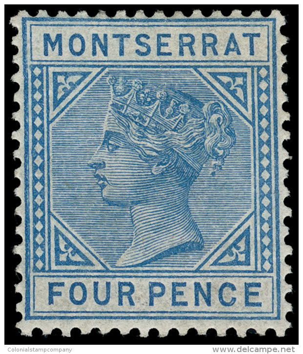 *        9 (11) 1884 4d Blue Q Victoria^, Wmkd CA, Perf 14, The Key Major Stamp Of The Whole Colony, OG, LH, VF,... - Montserrat