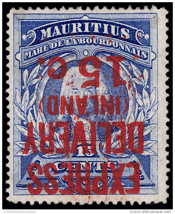 *        E3b (E3a) 1904 15&cent; On 15&cent; Ultramarine "EXPRESS DELIVERY" Overprint^, ERROR - Surcharge Inverted,... - Maurice (...-1967)