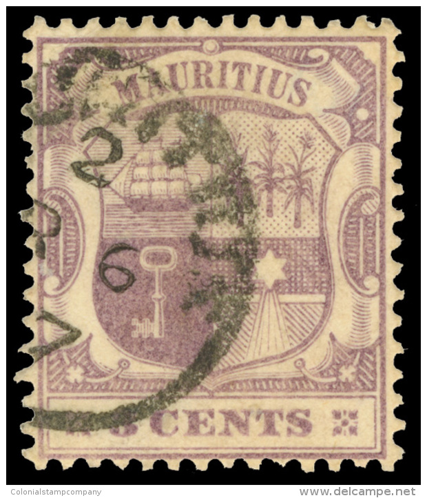 O        101 (144) 1902 5&cent; Dull Purple And Bright Purple On Buff Coat Of Arms^, Wmkd CA, Perf 14,... - Maurice (...-1967)