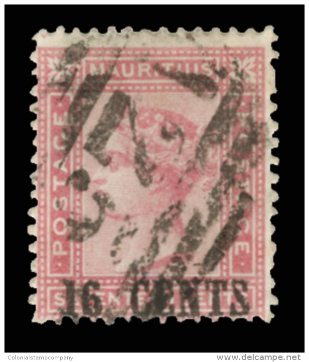 O        78 (114) 1883 16&cent; On 17&cent; Rose Q Victoria^, Wmkd CC. Perf 14, With Provisional Overprint SG Type... - Maurice (...-1967)