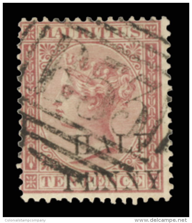 O        46 (77) 1876 &frac12;d On 10d Maroon Q Victoria^, Locally Surcharged, Wmkd CC, Perf 14, Very Rare And... - Maurice (...-1967)