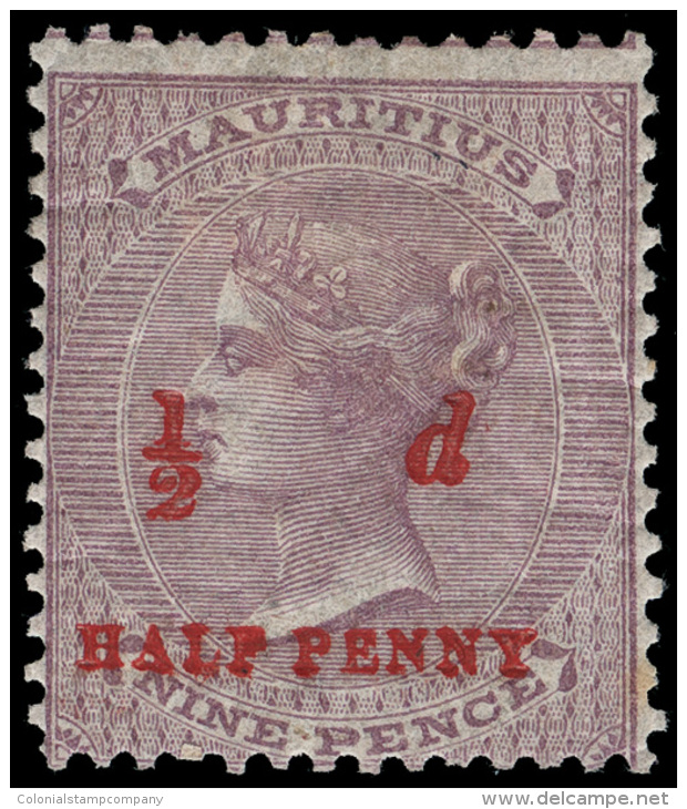 *        45 (78) 1876 &frac12;d On 9d Dull Purple Q Victoria With Red Surcharge^ SG Type 12, Prepared For Use But... - Maurice (...-1967)